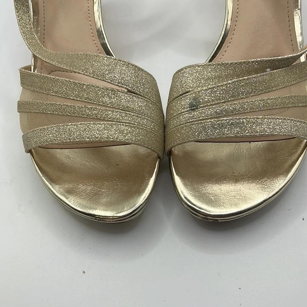 I Miller Beautiful Shoes Heels Strappy Sandals Gold Glitter Shimmer Womens 8 M